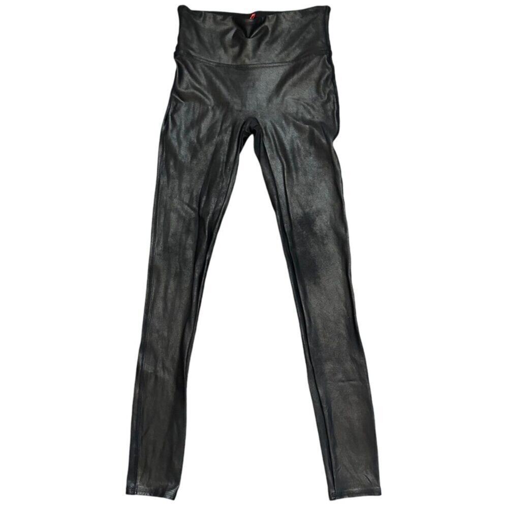 Spanx Faux Leather Leggings Women's S‎ Black Full Length Skinny Minimalist